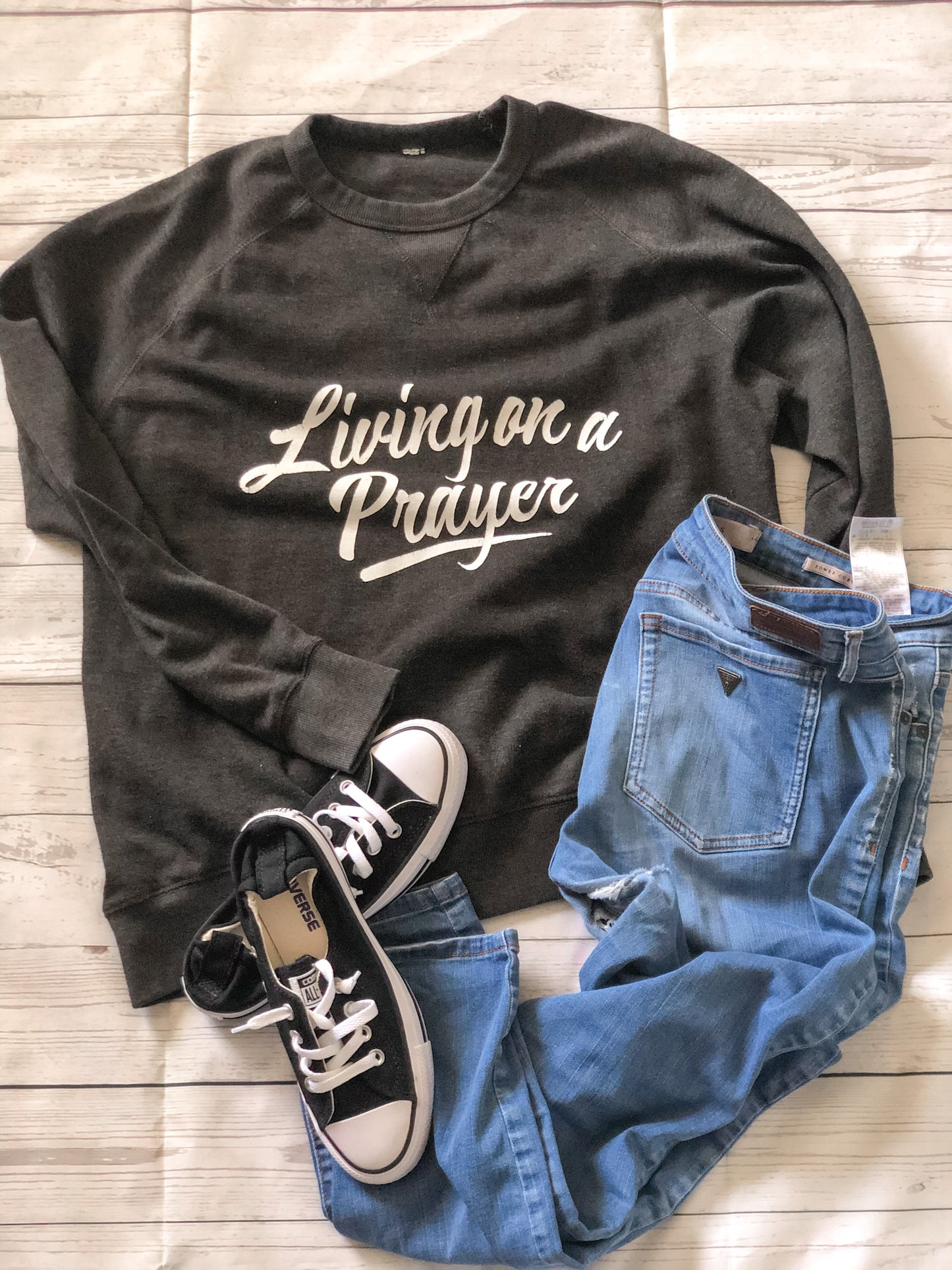 Living on a Prayer Crew Neck Sweat Shirt