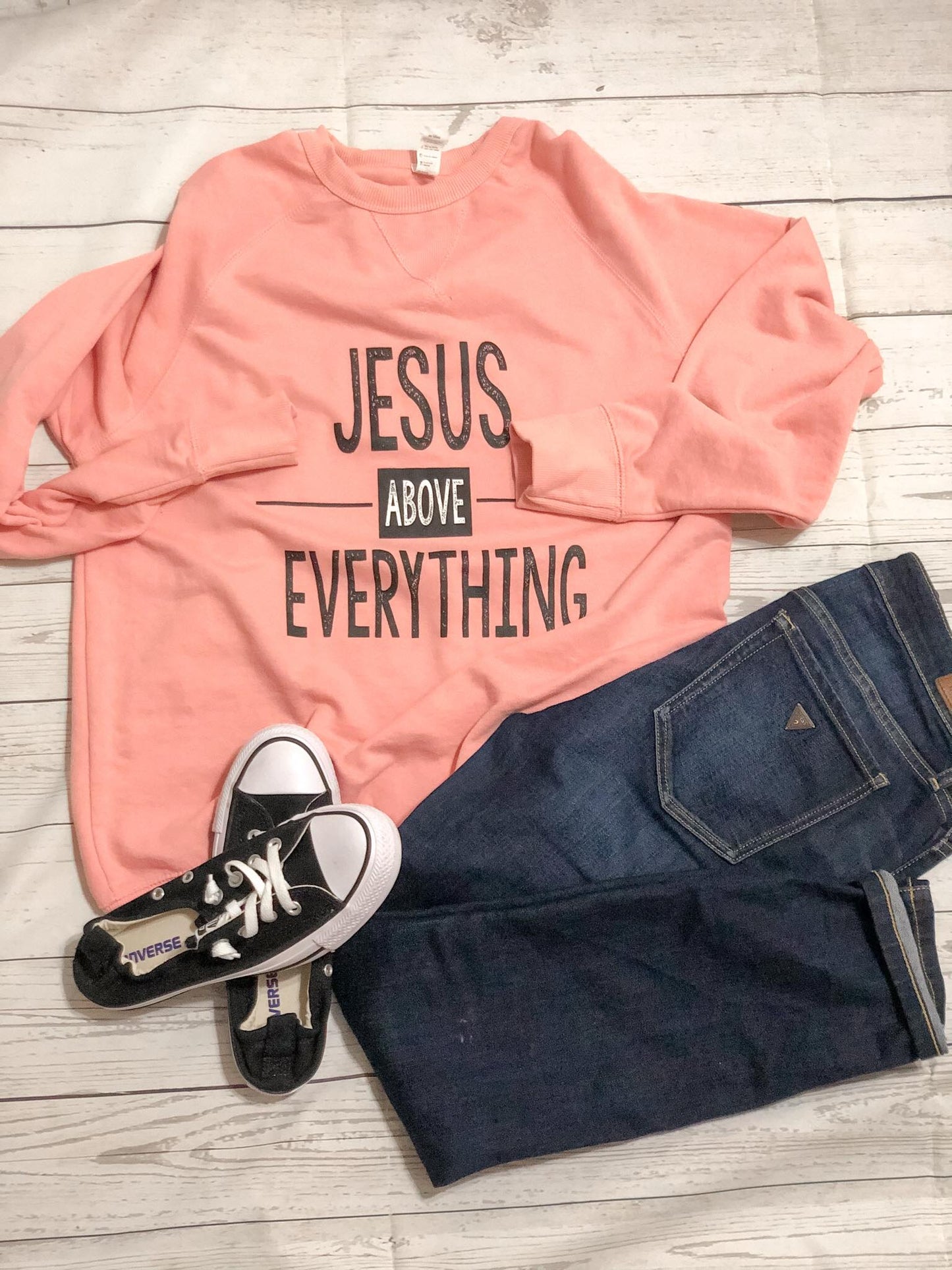 Jesus Over Everything Crew Neck Sweat Shirt